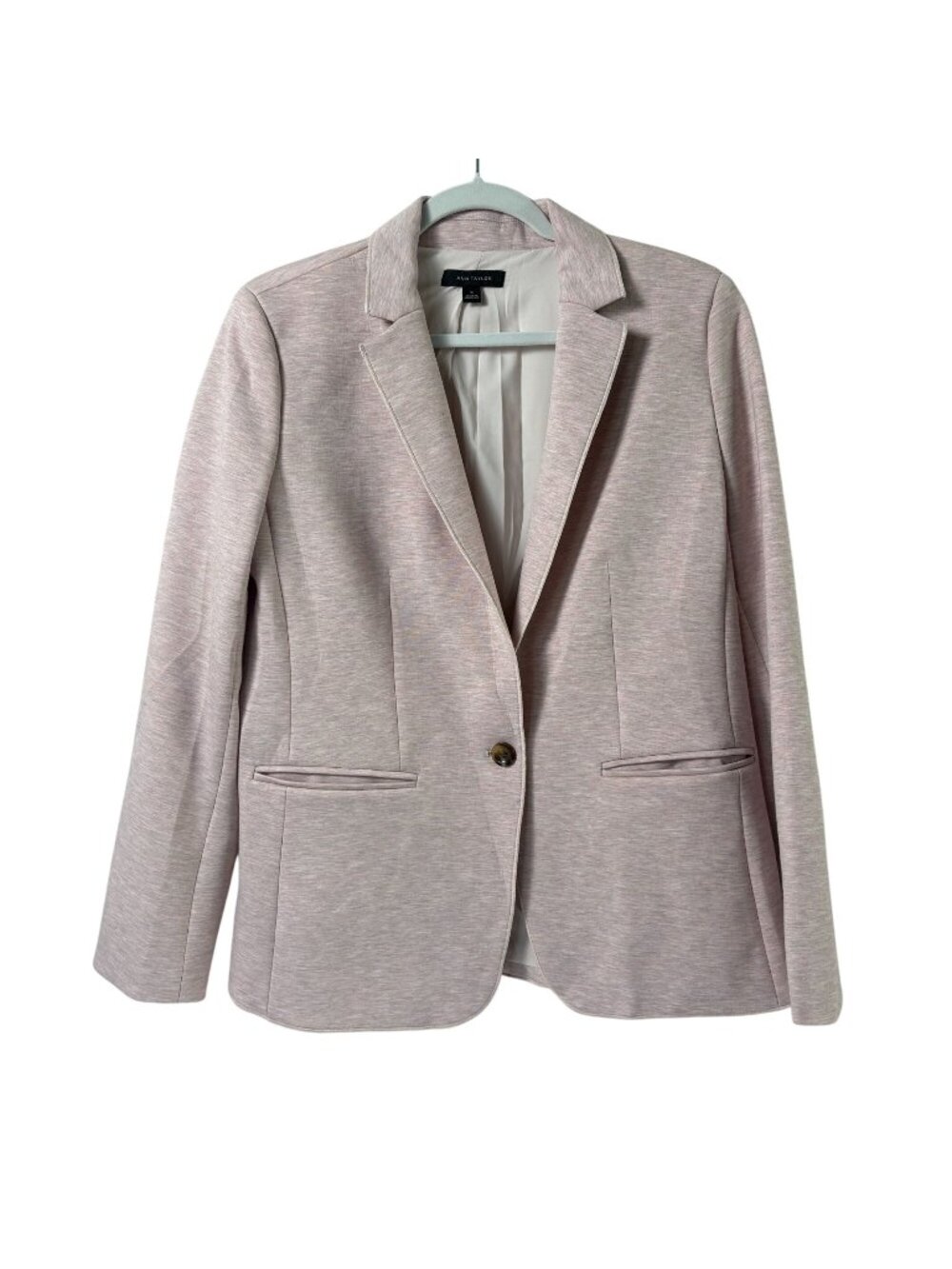 Ann Taylor Blazer Womens Size 10 Pink Gray Heathered One Button Jacket Office